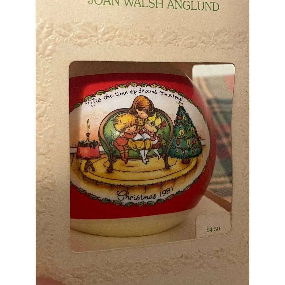 Hallmark Vintage Joan Walsh Anglund Ornament 1981 Red Satin Keepsake‎ Boxed